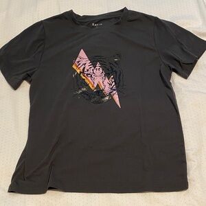 SHEIN Charcoal Tee with Pink and Yellow Graphic